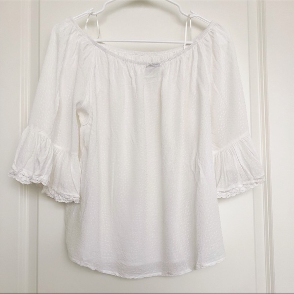 JDY White Bardot Top With Fluted Sleeves 10 - Picture 4 of 4